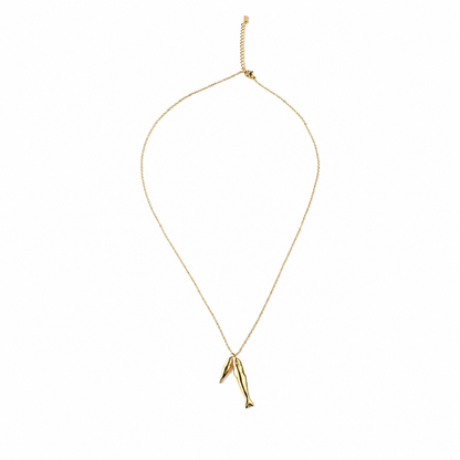 Gold-Edelstahl-Kette mit zwei Fisch-Anhängern